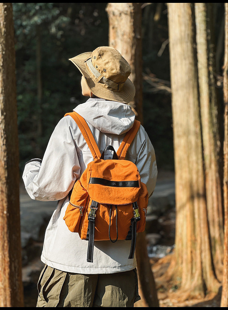 Brown Lightweight Nylon Backpack - Water Resistant Travel Daypack for Women & Men