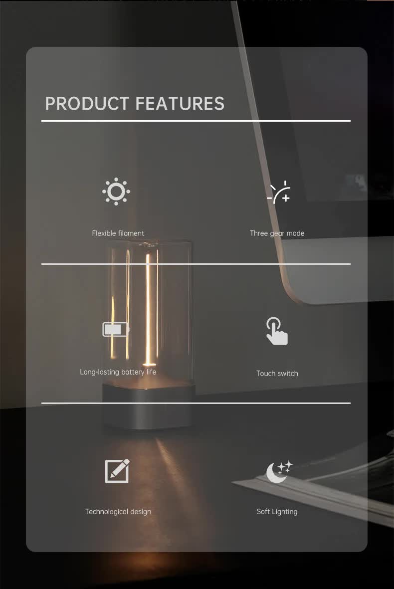 Silver Portable Magnetic Table Lamp with Bendable LED - USB-C Rechargeable