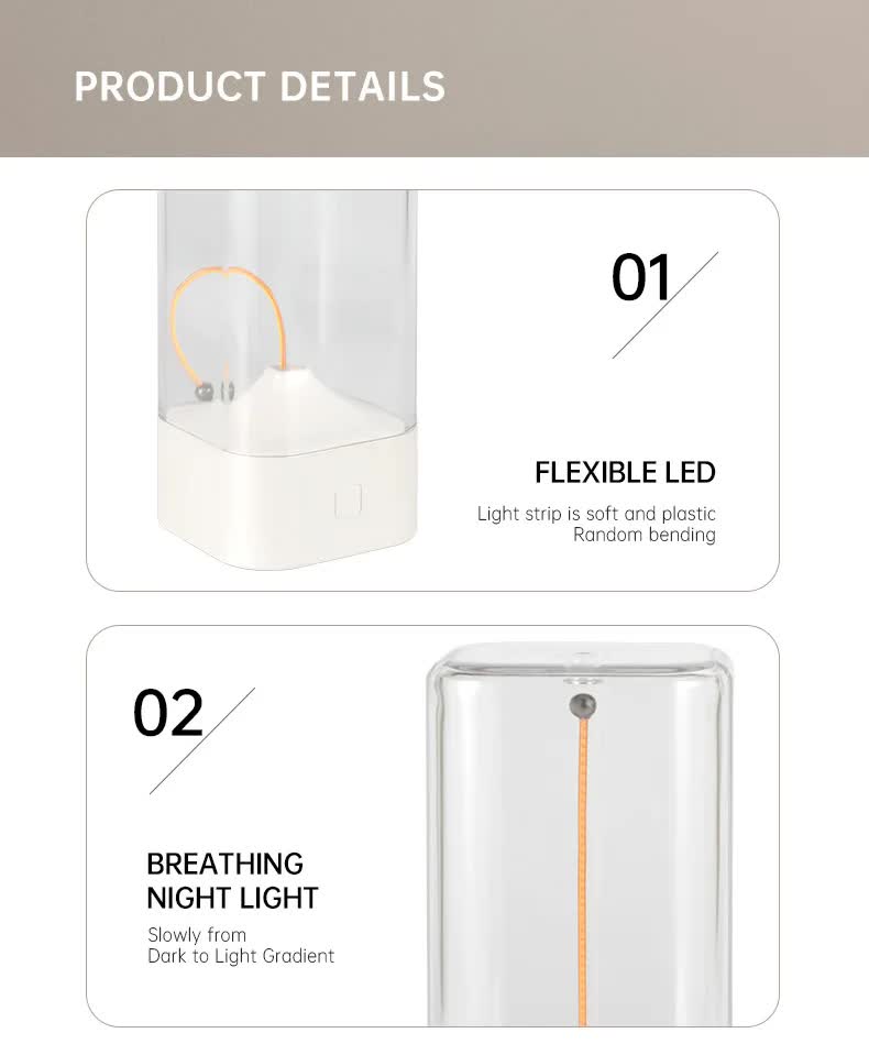 Silver Portable Magnetic Table Lamp with Bendable LED - USB-C Rechargeable