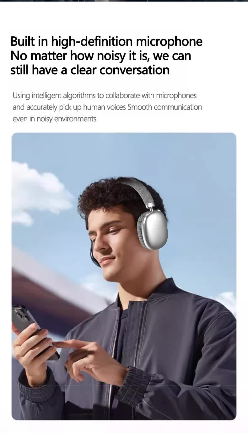 Black Comfortable Over-Ear Headphones - Hi-Fi Sound, Long Battery, Swivel Control