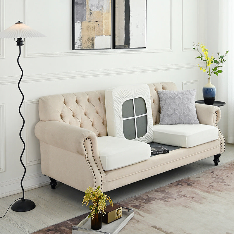 2 Pcs White Elegant Polyester Sofa Cover - Full Protection Against Cat Scratches & Wear