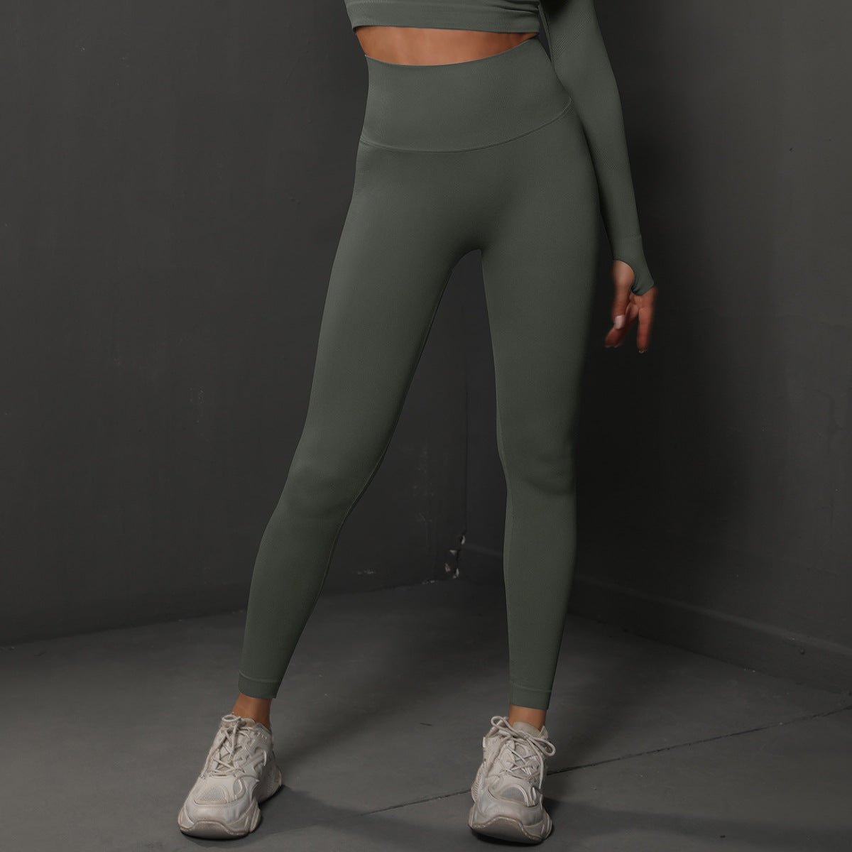 Size M Dark Grey Seamless High-Waisted Yoga Pants for Women - Lift Workout Leggings for Running, Gym, and Fitness