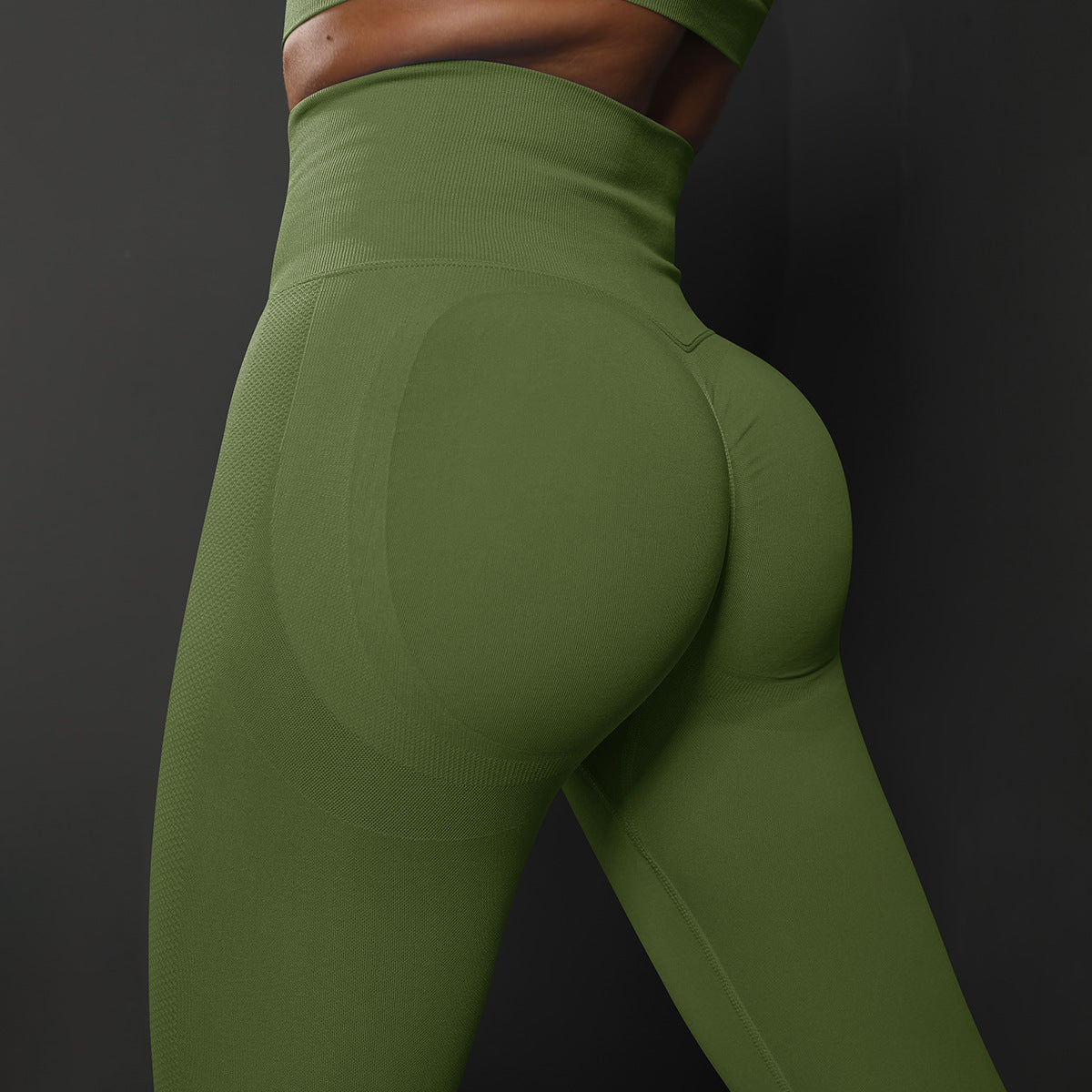Size L Emerald Green Seamless High-Waisted Yoga Pants for Women - Lift Workout Leggings for Running, Gym, and Fitness