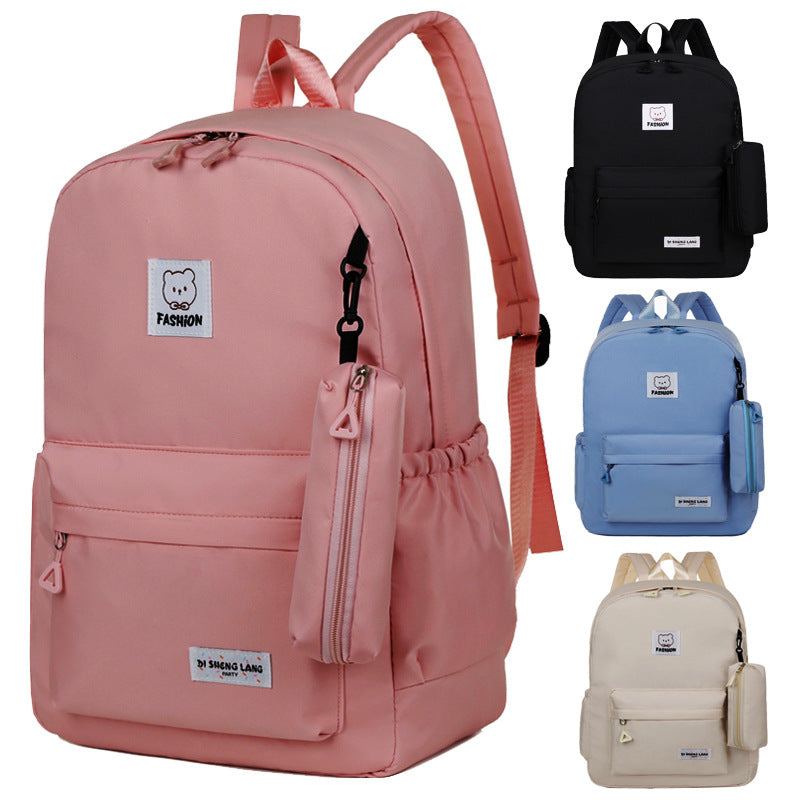Pink Large Capacity Travel Backpack for Girls - Waterproof School Bag with Detachable Pencil Case
