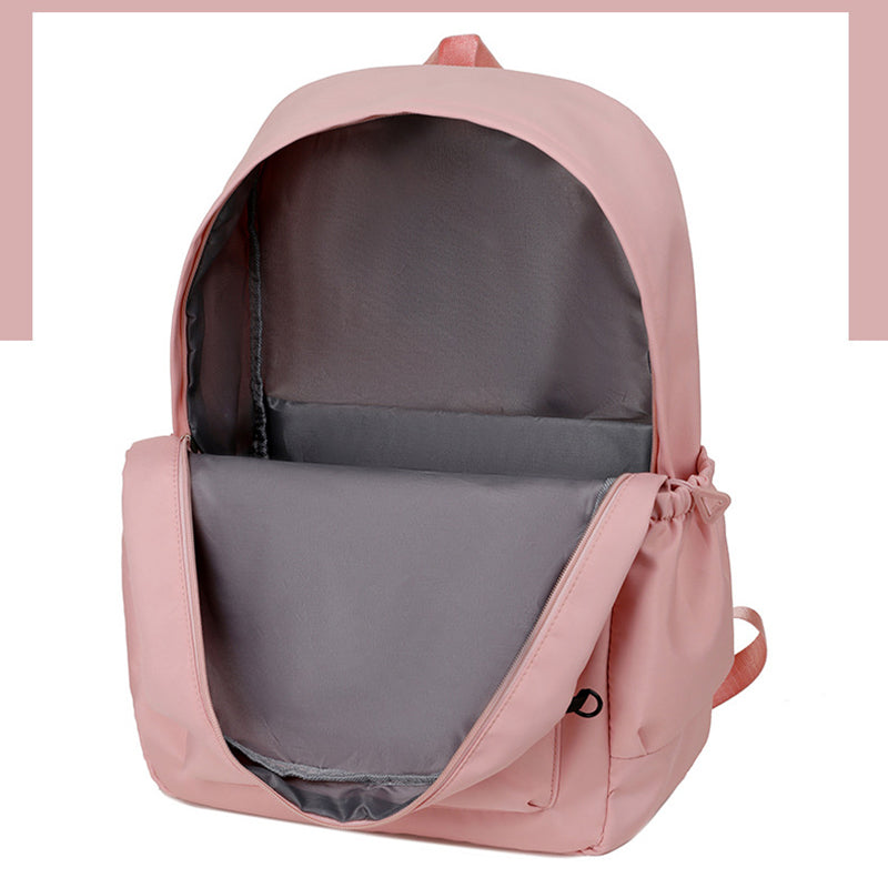White Large Capacity Travel Backpack for Girls - Waterproof School Bag with Detachable Pencil Case