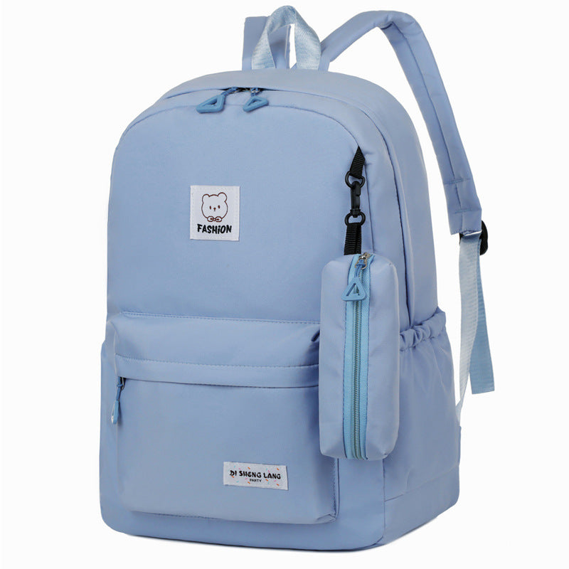 Blue Large Capacity Travel Backpack for Girls - Waterproof School Bag with Detachable Pencil Case