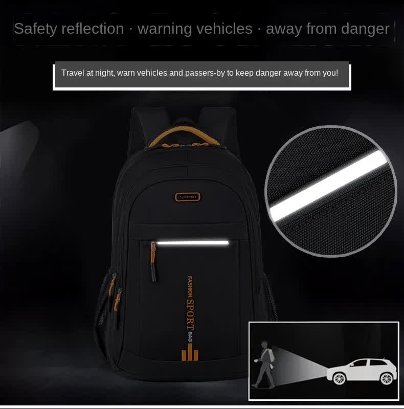 Black And Orange Large Capacity Business Backpack for Men and Women - Waterproof Laptop School Bag with Breathable Design
