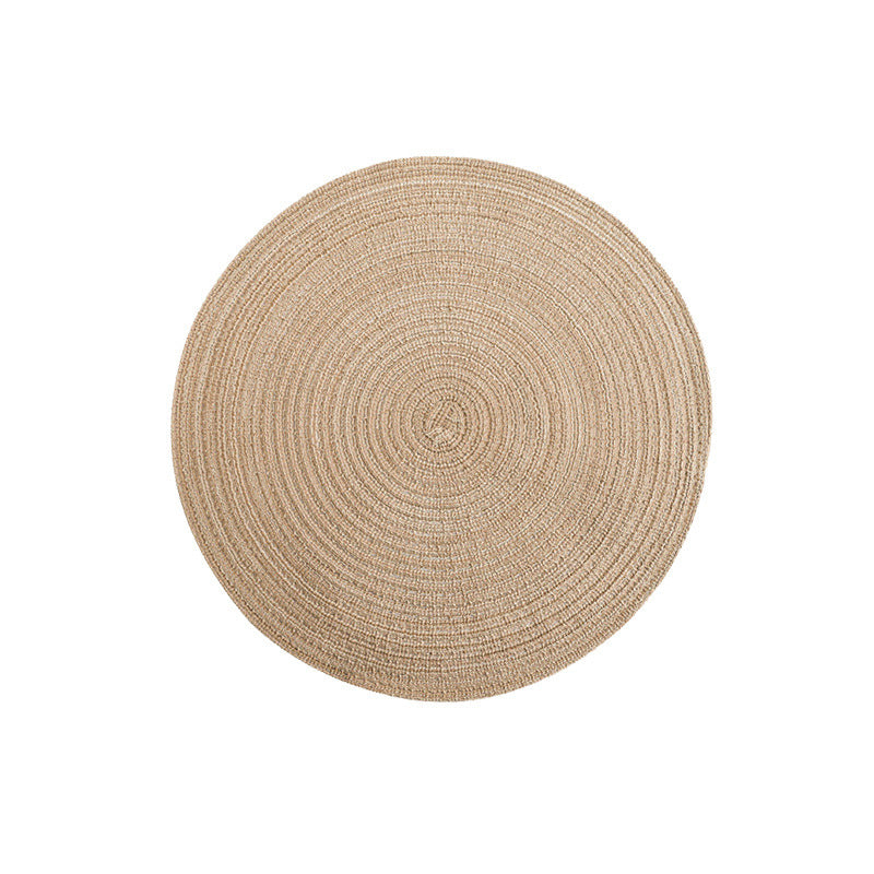 8 Pcs Khaki Woven Round Placemat - Non-Slip, Heat-Resistant Dining Table Mat, 30cm