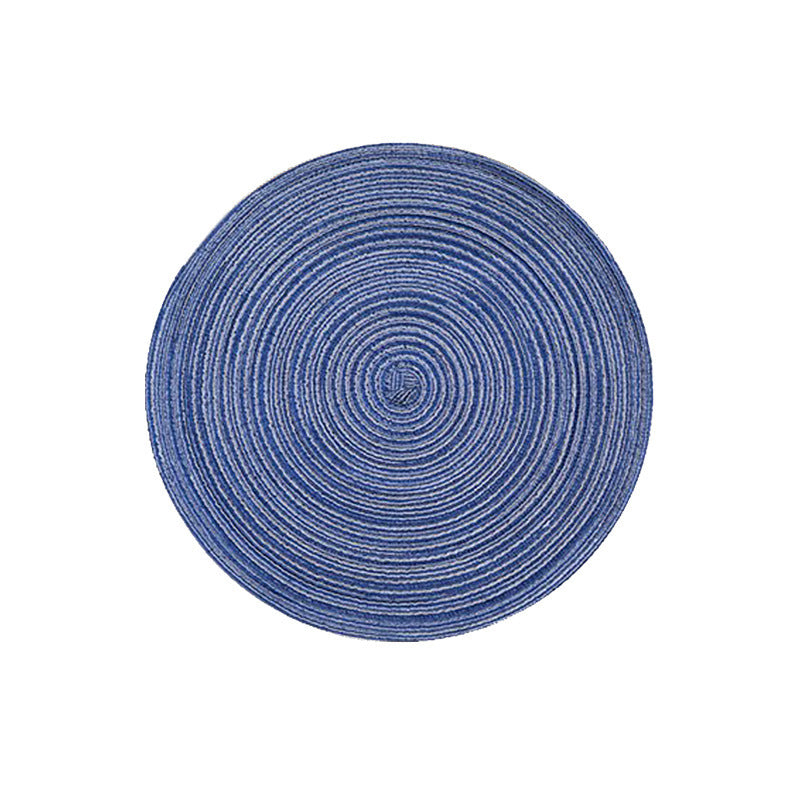 8 Pcs Blue Woven Round Placemat - Non-Slip, Heat-Resistant Dining Table Mat, 36cm