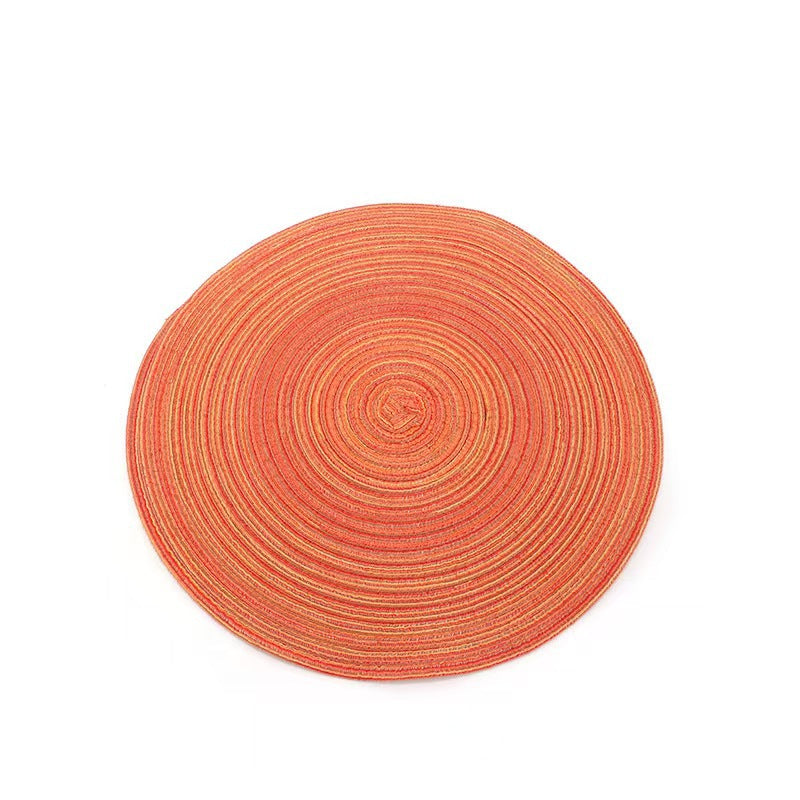 8 Pcs Orange Woven Round Placemat - Non-Slip, Heat-Resistant Dining Table Mat, 36cm