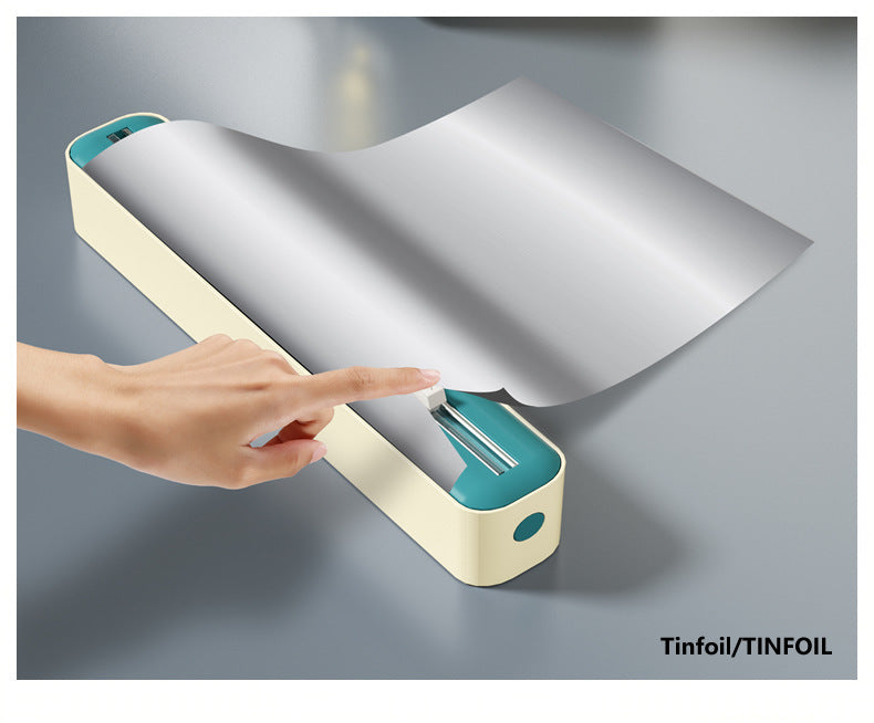 2 Pcs Beige And Black Bidirectional Cling Film Cutter - Reusable Wrap Dispenser for Cling Film, Foil, and Parchment, 36x7x5cm (Cling Film Not Included)