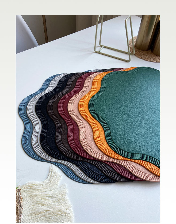 Grey Nordic Style Faux Leather Placemats Set of 4 - Heat-Resistant Waterproof Table Mats 38x38cm(cutlery not included)