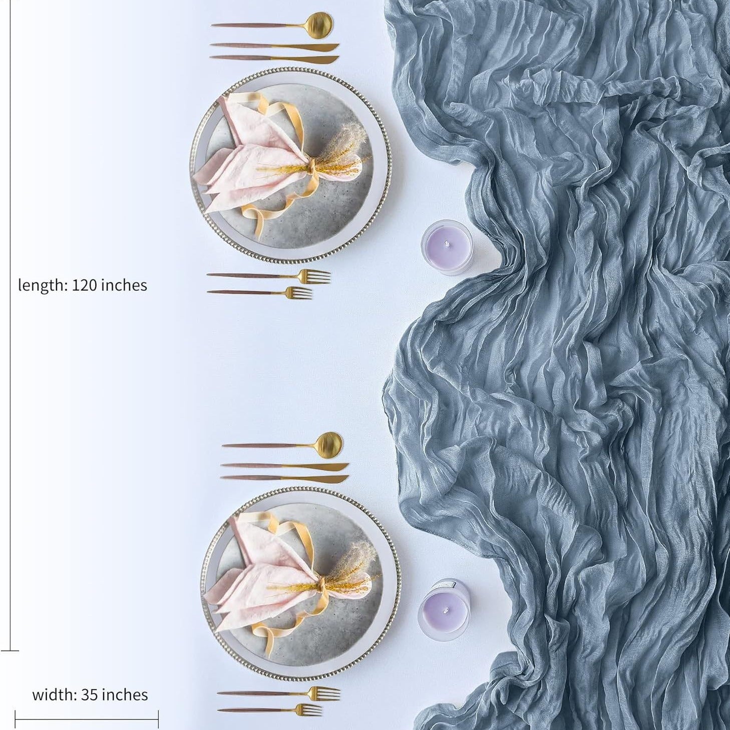 Light Green Bohemian Gauze Table Runner 2-Pack - Polyester Fabric for Party and Birthday Table Decor