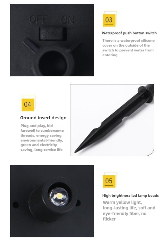 Style 2 White And Red Solar Resin Garden Stake Light - Outdoor Landscape Light for Yard and Patio Decor