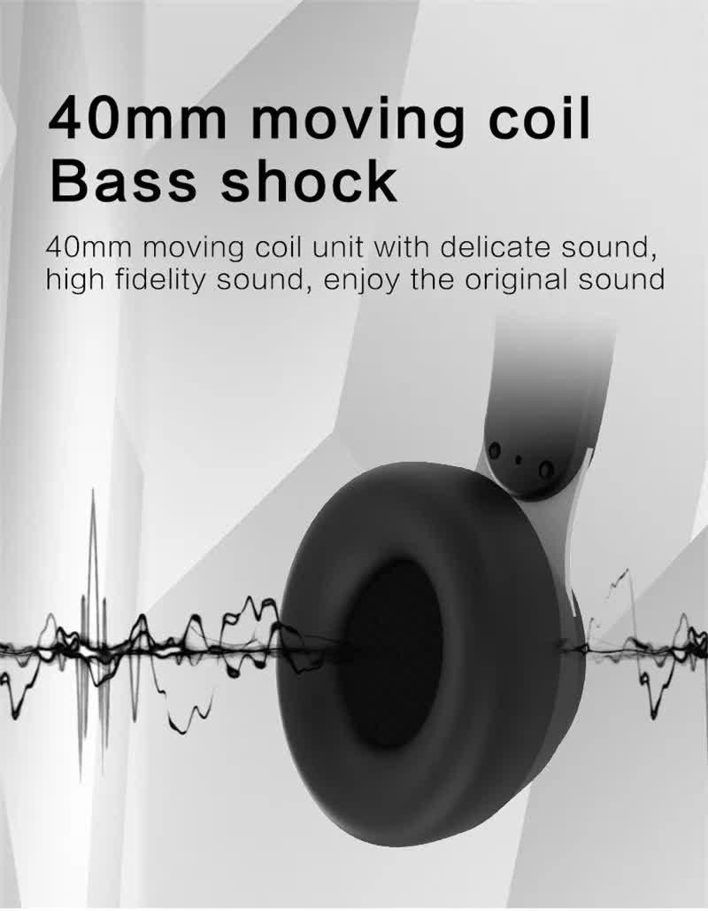 White Wireless Bluetooth Headphones with Noise Reduction - Heavy Bass, Long Battery Life, TF Card Support