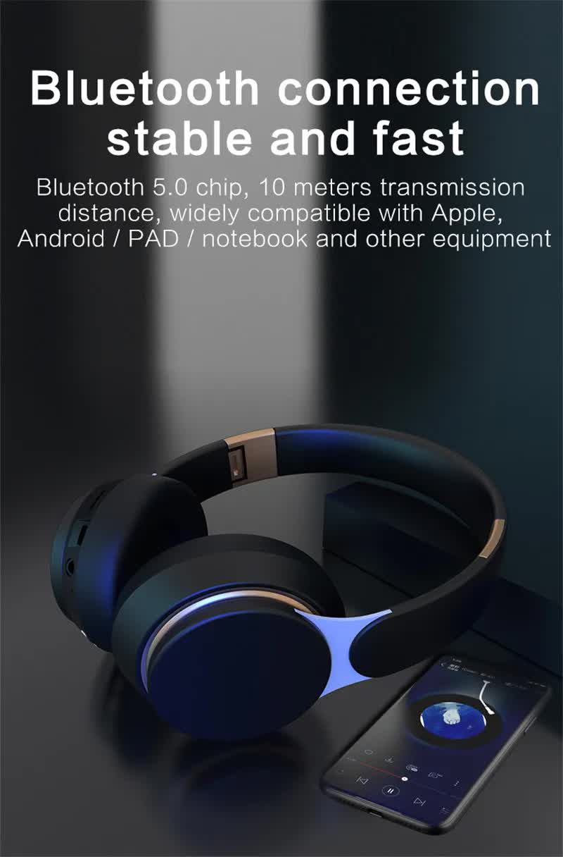 Red Wireless Bluetooth Headphones with Noise Reduction - Heavy Bass, Long Battery Life, TF Card Support