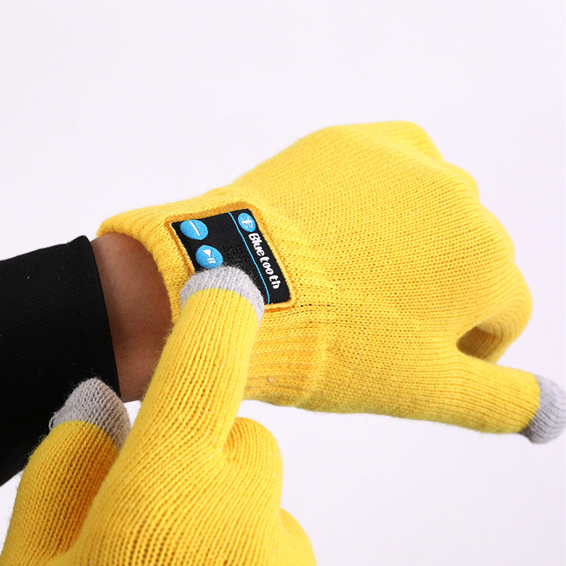 Black Bluetooth Touchscreen Winter Gloves - Warm, Thickened, and Hands-Free for Calls and Music, Perfect for Cycling