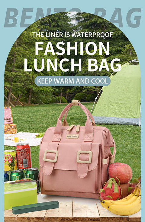 Blue Multifunctional Insulated Lunch Bag for Women - Waterproof, Lightweight, and Stylish for Picnics and Outings