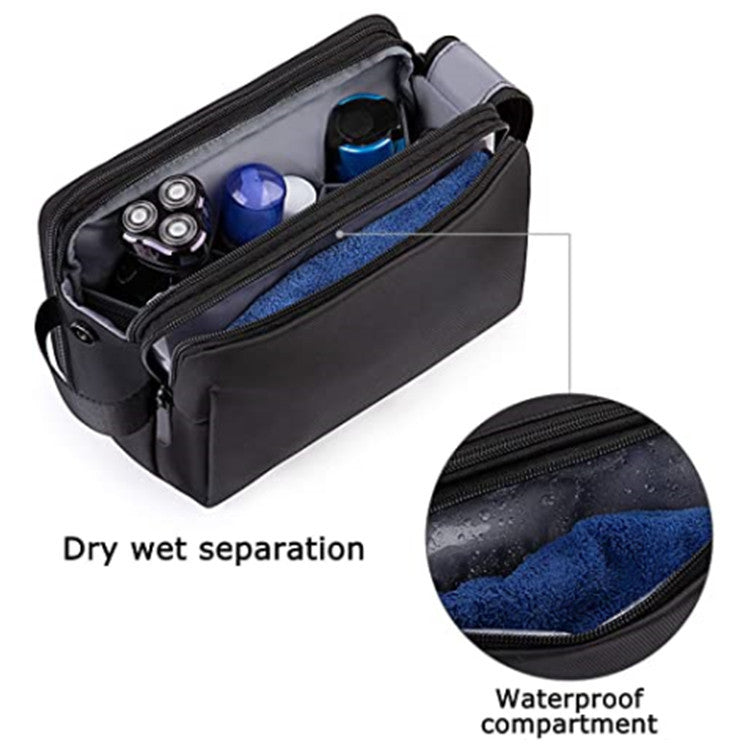 Dark Blue Stylish Waterproof Travel Toiletry Bag Organizer - Large Capacity Shaving Kit & Makeup Case(Makeup is a prop for shooting and is not included)