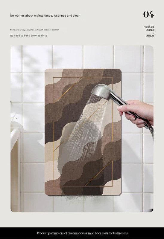 2 Pcs Style 4 Khaki Puppy pattern Cartoon Pet Feeding Mat for Cats & Dogs - Absorbent Diatom Mud Splash-Proof Mat, Easy to Clean