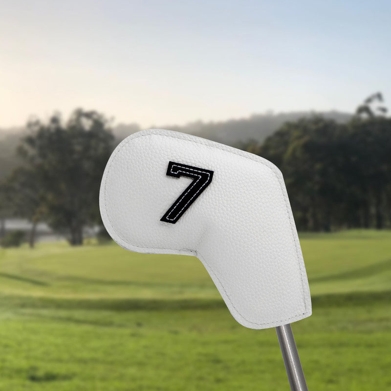 Yellow Golf Iron Head Covers Set of 10 - Waterproof PU Leather Club Protectors with Embroidered Numbers (3-9, P, A, S)