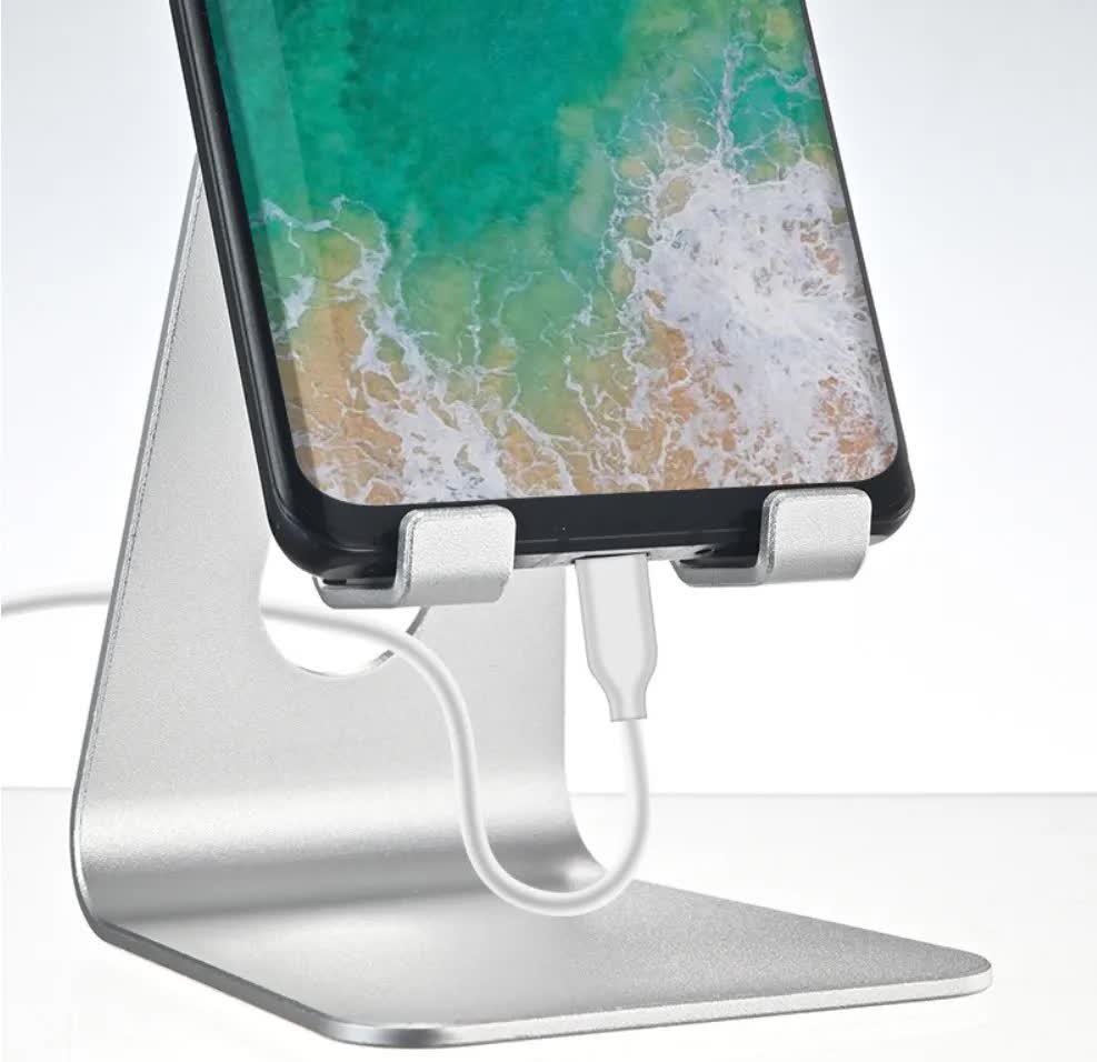 2 Pcs Black Foldable Aluminum Alloy Phone & Tablet Stand - Adjustable Portable Desktop Holder