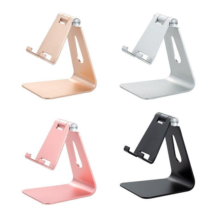 2 Pcs Gold Foldable Aluminum Alloy Phone & Tablet Stand - Adjustable Portable Desktop Holder
