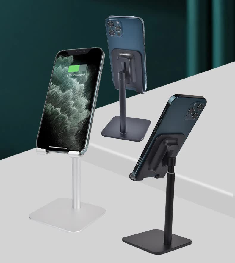 Rose Gold Adjustable Aluminum Alloy Phone and Tablet Stand - Telescopic Desktop Holder for Live Streaming and Hands-Free Use