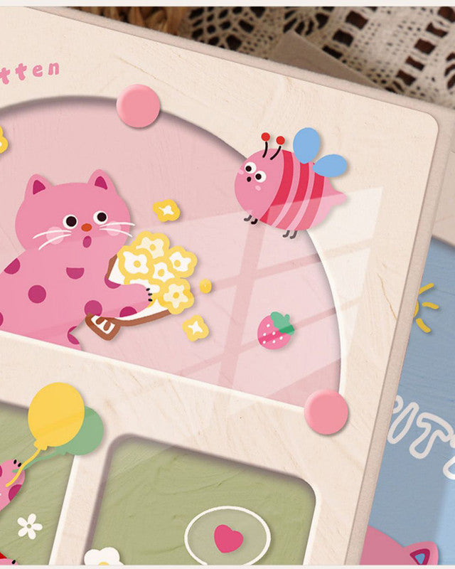 Cover 4 Colorful 7-Inch 100-Photo Cartoon Cat Album - Large Capacity Family Photo Storage Book with Suede and Crystal Cover