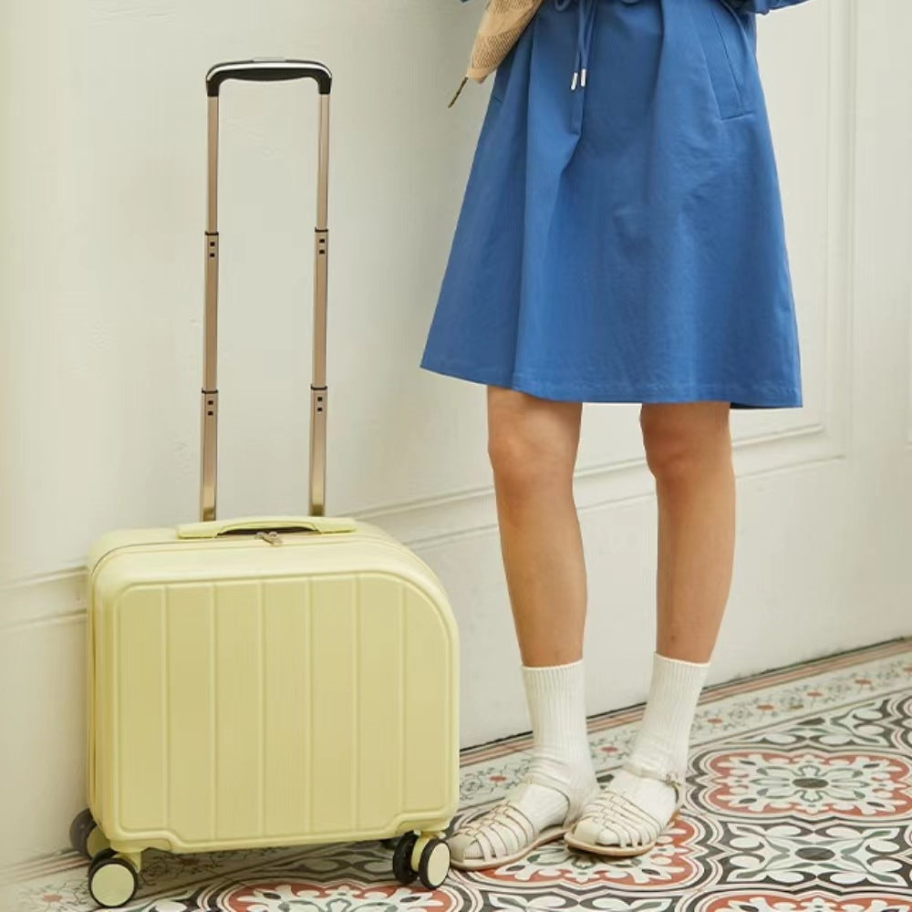 Beige Compact 18-Inch Carry-On Suitcase | Lightweight ABS Hardside Spinner Luggage