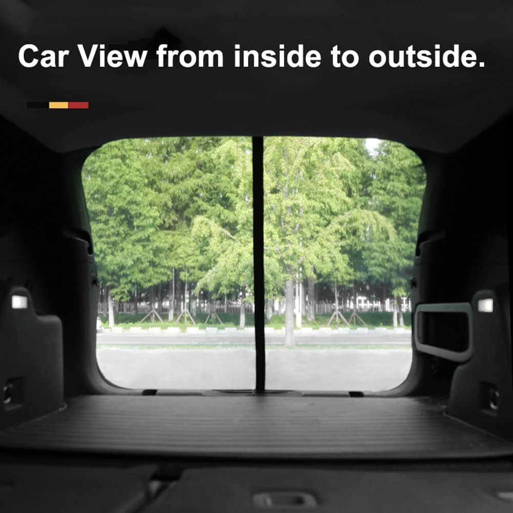 Size S Black Magnetic Car Window Sun Shade Screens & SUV Tailgate Mosquito Net Set - Breathable Bug Protection