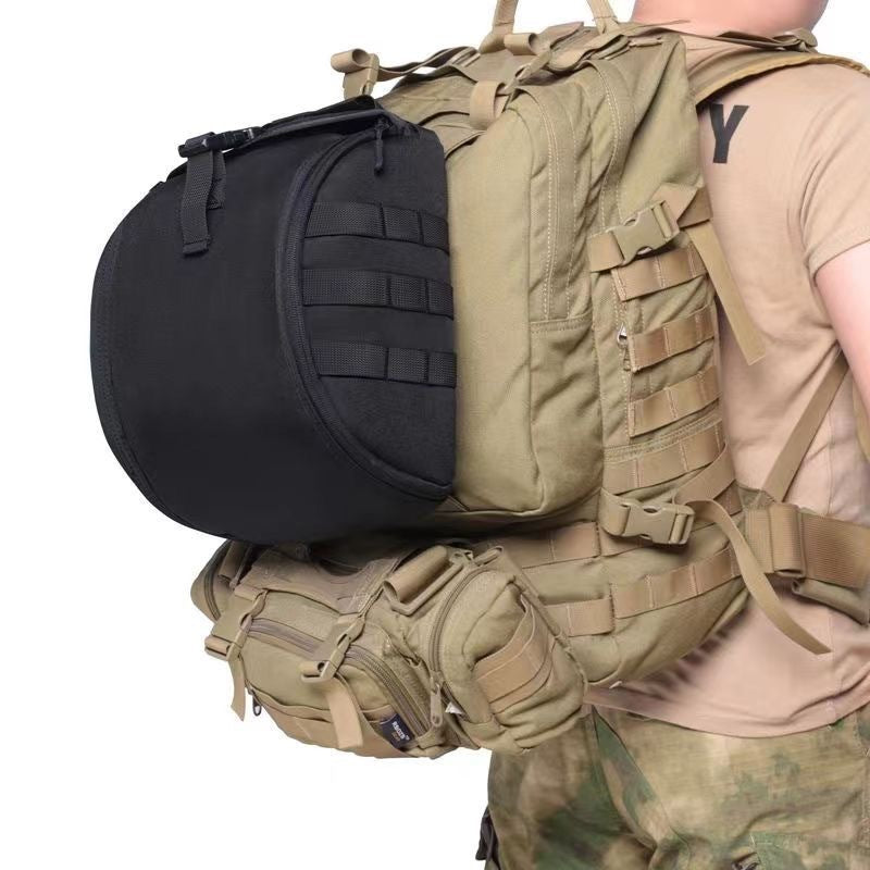 Khaki Tactical Helmet Bag & Utility Pouch - Padded MOLLE Gear Storage Carrier