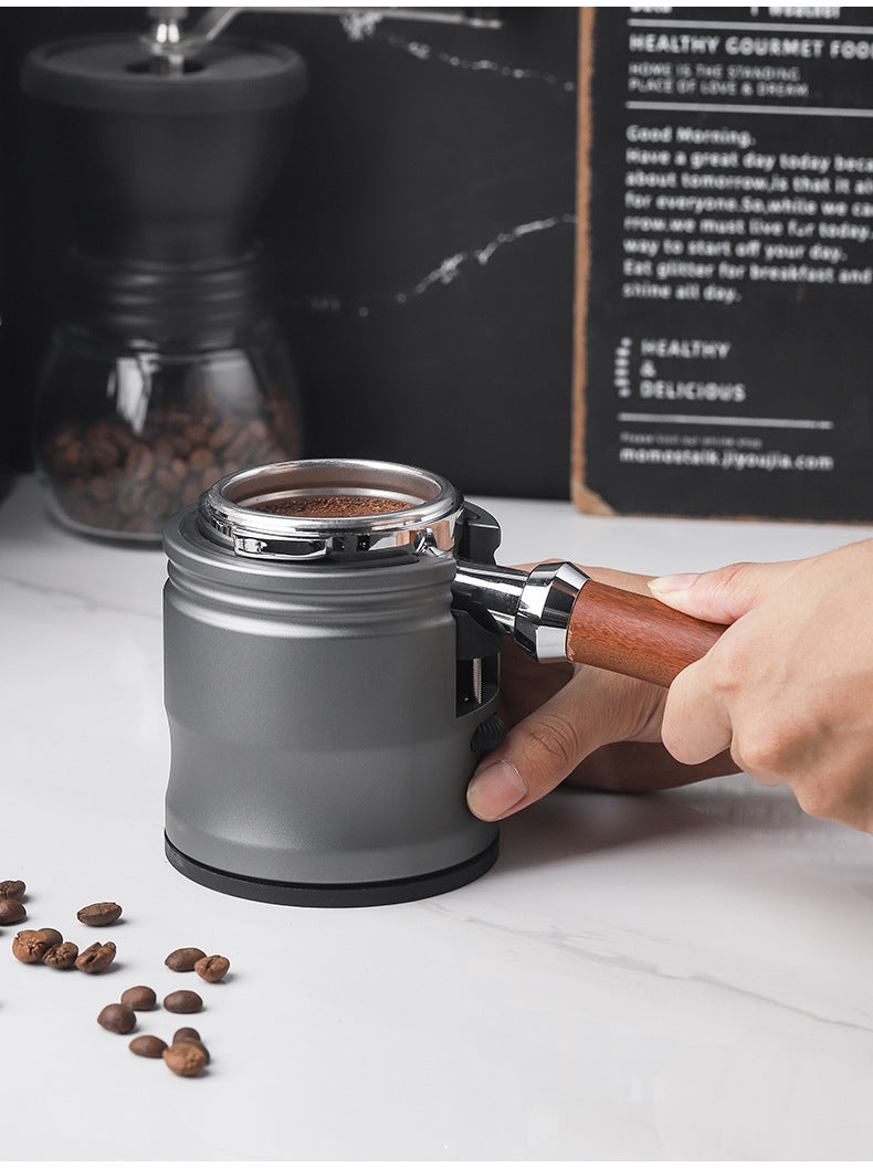 Dark Grey Diamond Professional Aluminum Espresso Tamping Station - Adjustable Portafilter Holder Stand