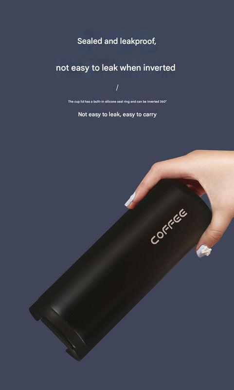 White Sleek Insulated Stainless Steel Coffee Tumbler Set (400ml & 500ml) - One-Touch Lid Travel Mugs