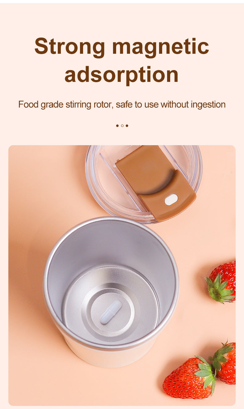 Pink 316 Stainless Steel Rechargeable Electric Self-Stirring Mug - 420ml Automatic Mixing Cup with Magnetic Rotor