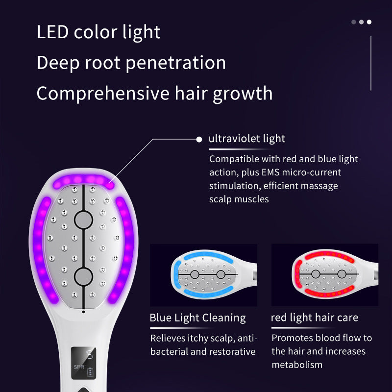 Revitalizing LED Hair Growth Comb: EMS Microcurrent, Red & Blue Light Therapy, Scalp Massager