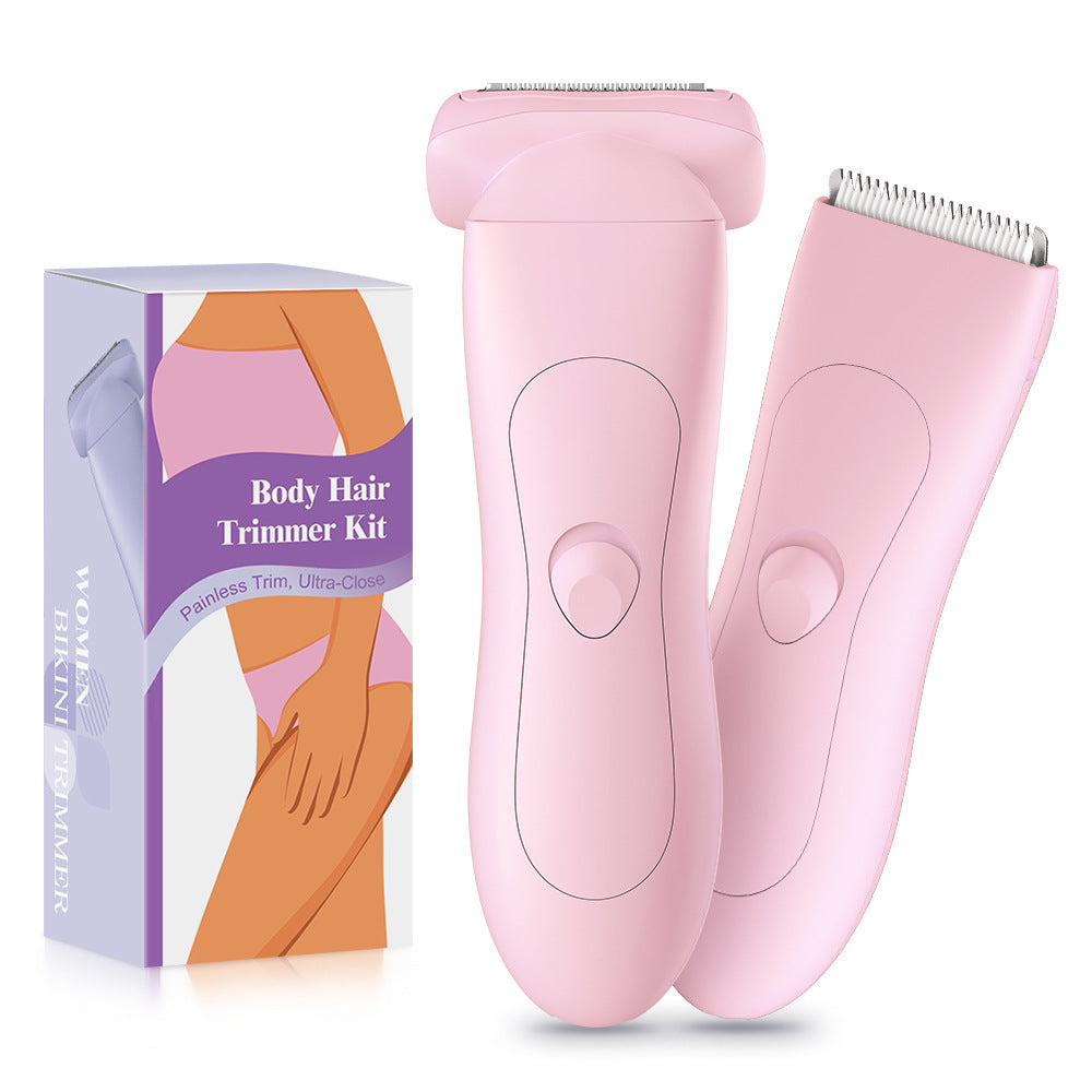 Pink 2-in Women's Electric Body & Bikini Trimmer Kit - Painless Ultra-Close Shaver