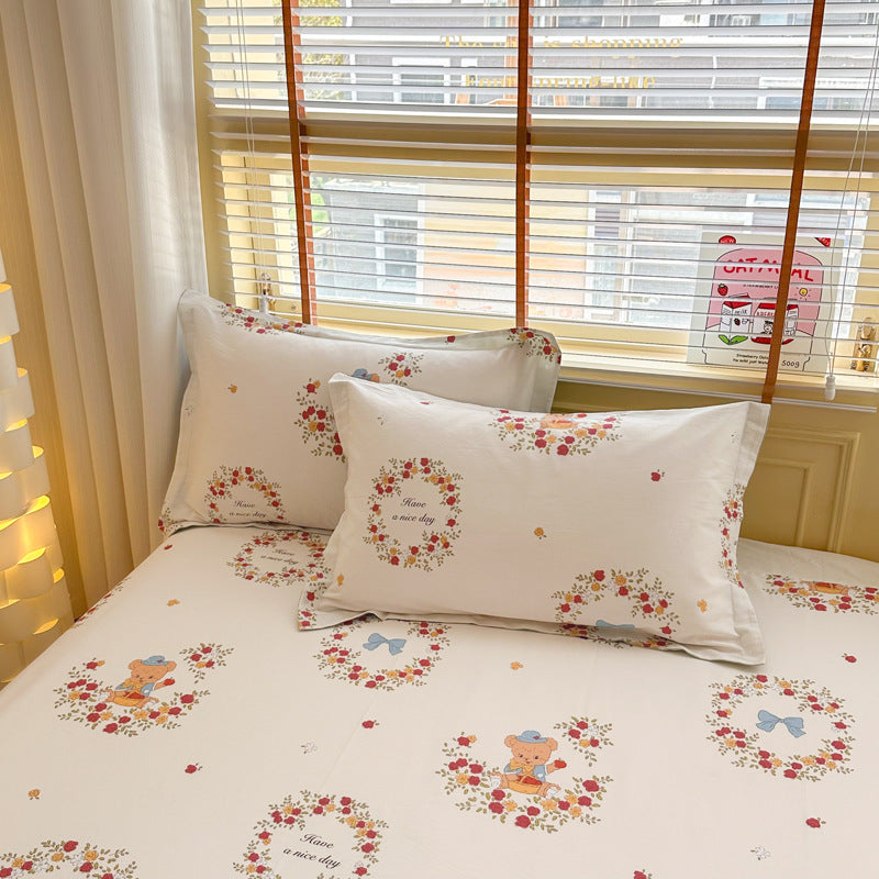 Garden Bear 100% Cotton Pillowcase Set (Pack of 2) - Breathable Standard Size 48x74cm Pure Cotton Pillow Covers