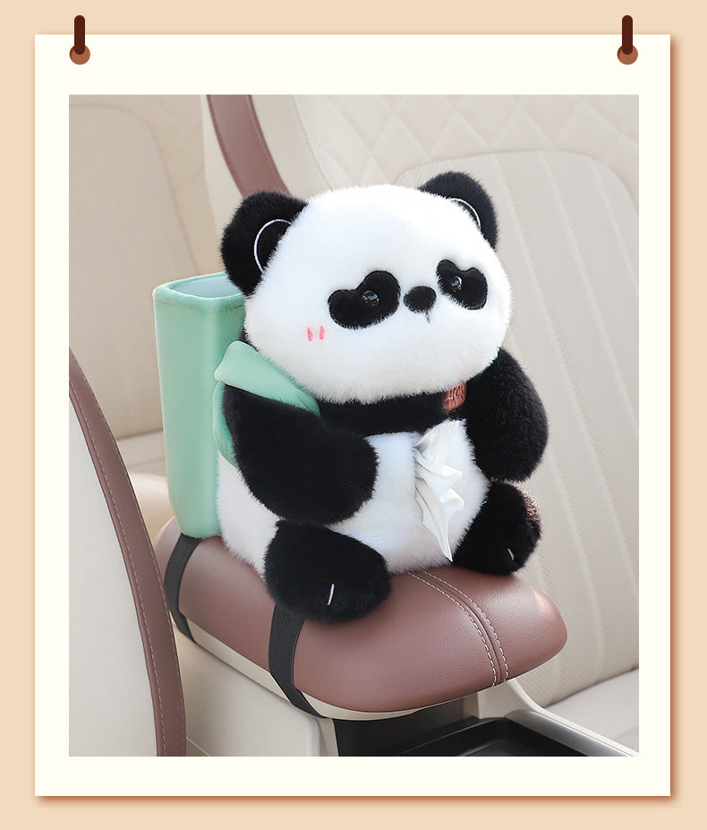 Adorable Panda Tissue Holder for Car - Plush Toy with Storage