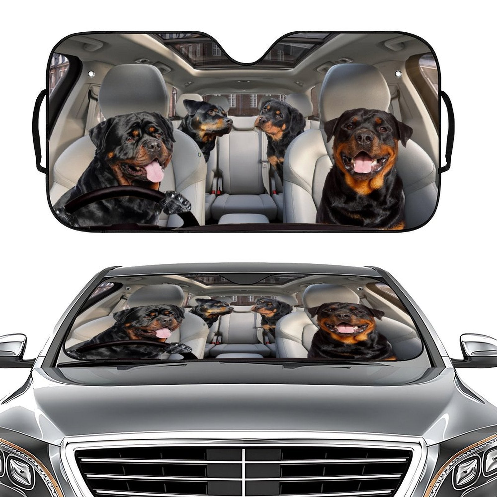 Black Dog Driving Car Sunshade for Windshield - UV Protection