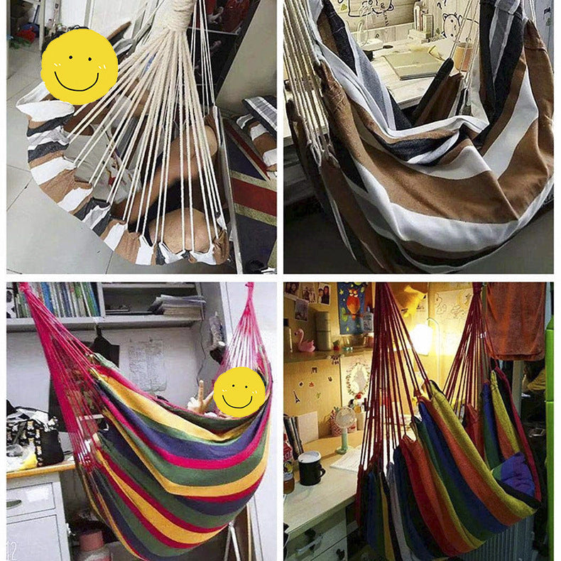 Colorful Striped Hammock Chair with Ropes and Storage Bag - Gery