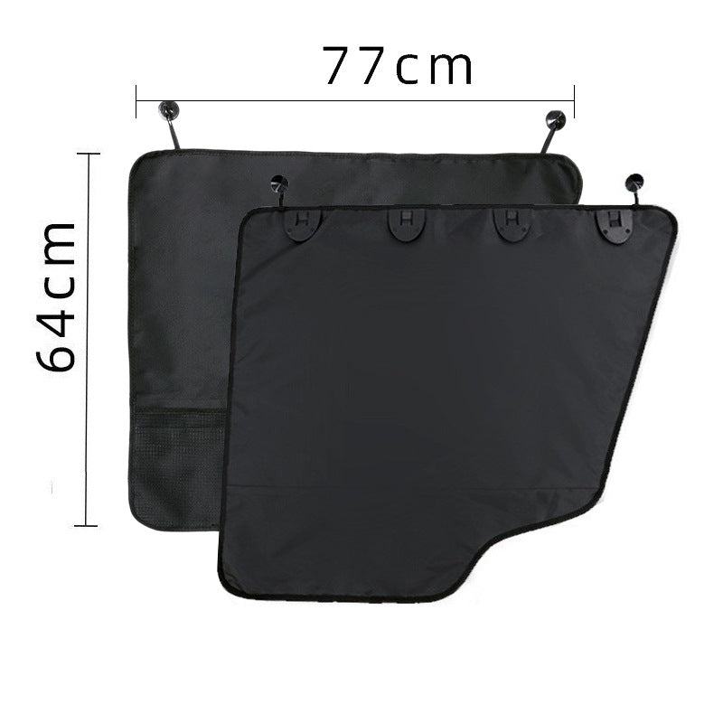 Pet Car Door Protector with Storage Pocket - 77x64cm Black