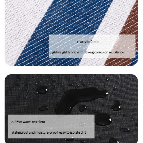 Waterproof Foldable Picnic Blanket with Handle - 2x2m Thin white strip