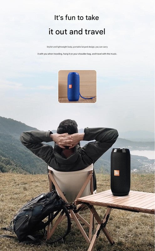 Blue (orange stripes)Portable Bluetooth Speaker - HiFi 360 Degree Audio Wireless Mini Speaker, Support Hands-free Calling