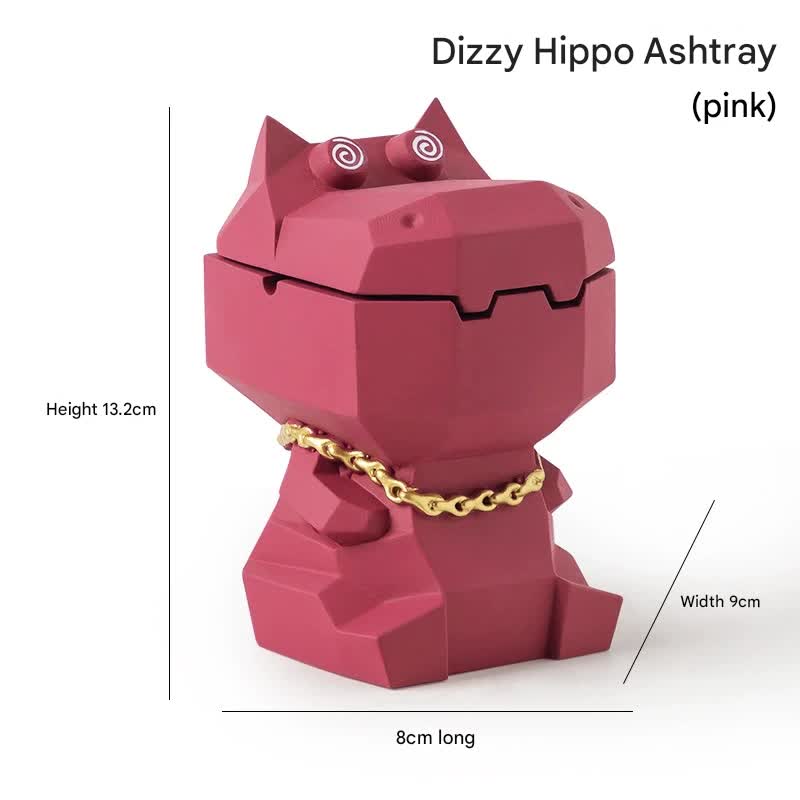 Hippo Ashtray with Lid - Stylish Geometric Decor for Home and Office(Pink)