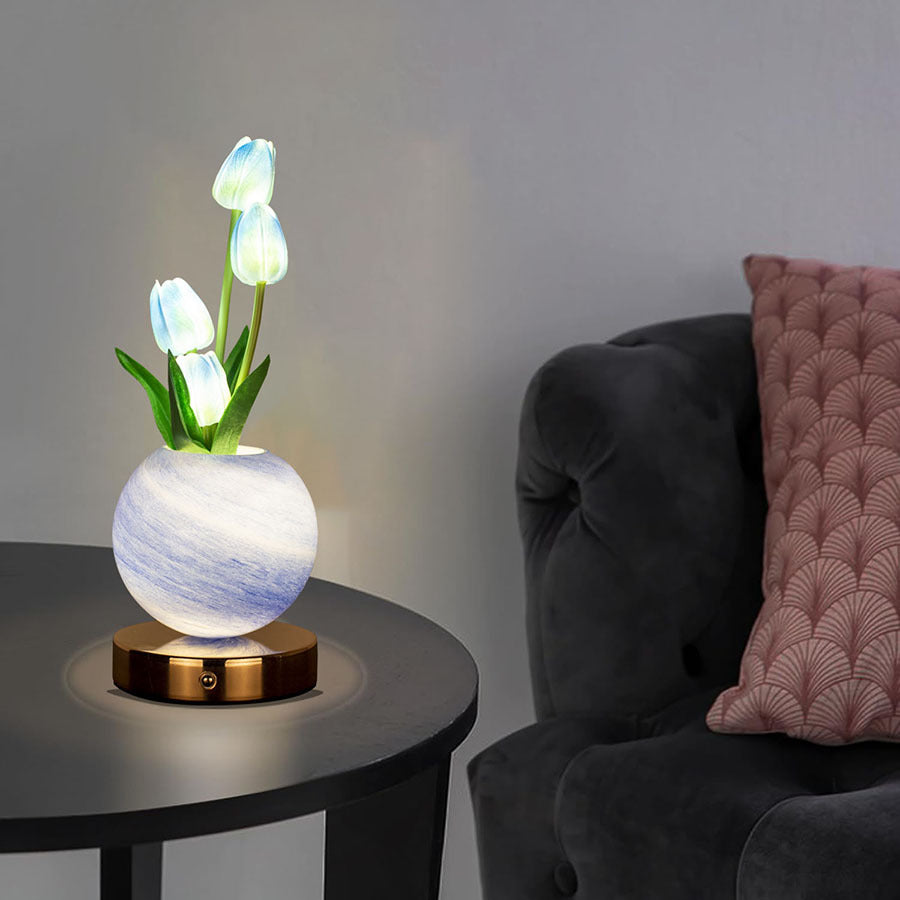 Pink Tulip Night Light - Floral Table Lamp for Bedroom Ambiance