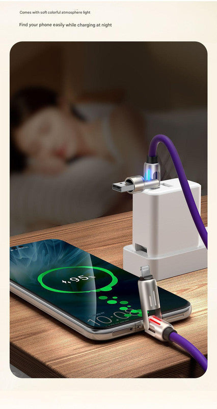 Universal PD Fast Charging Cable with LED Indicator - Zinc Alloy, Durable 1.5m Silicone Cord - Multiple Connector Options(White)