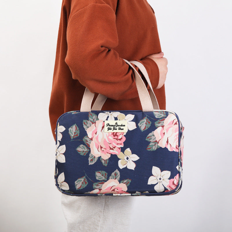 Versatile Portable Handled Bag - Durable Waterproof Fabric, Ideal for Toiletries, Lunch & Travel(Rose)