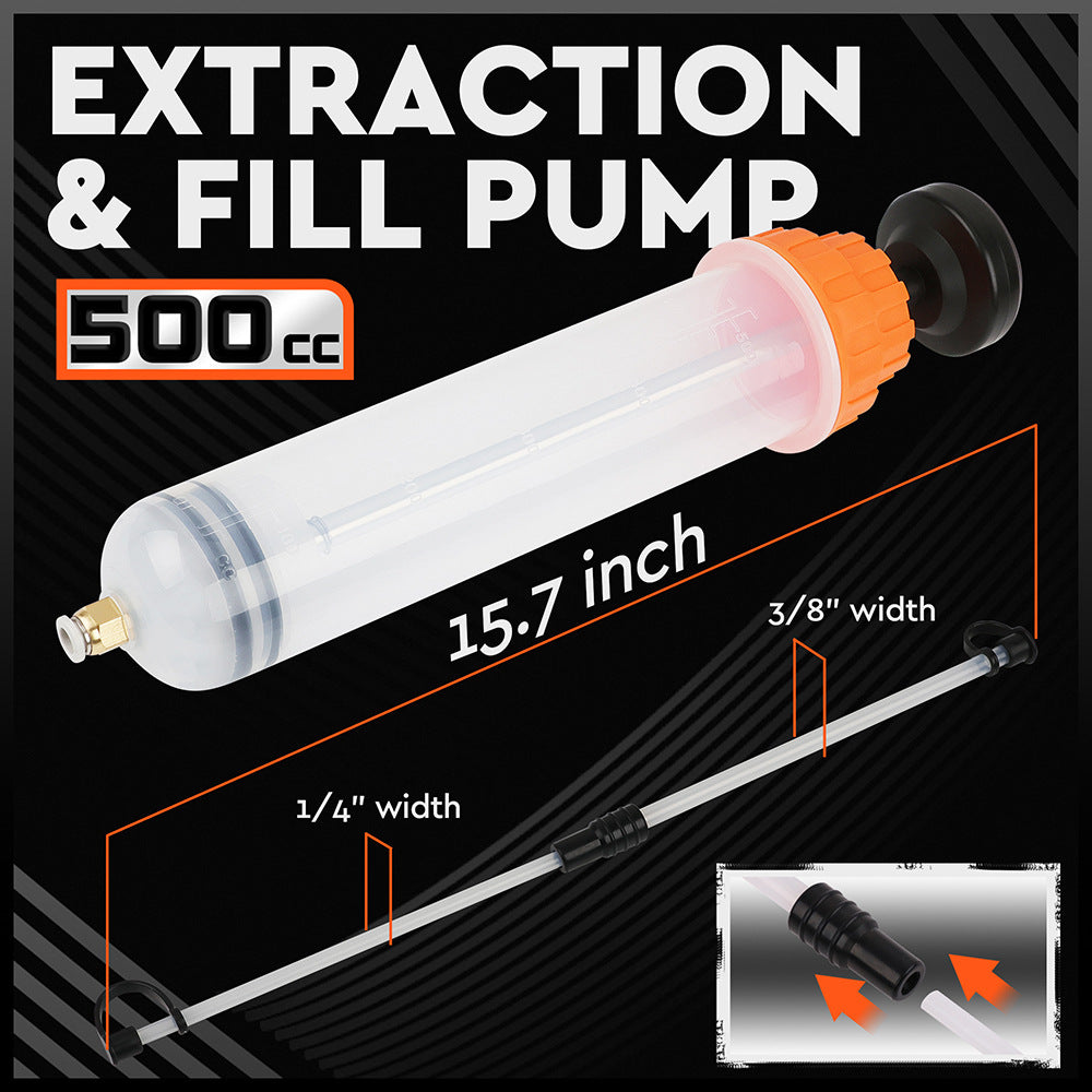 500cc Fluid Extraction & Fill Pump Syringe - Durable Manual Pump for Automotive & Marine Fluids