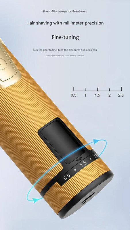 Professional 2-in-1 Cordless Hair Clipper & Trimmer Kit with LED Display & 5-Speed Fine Tuning(Gold)